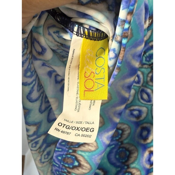 Women's Plus Size 0X  14/16 Costa Del Sol  Fringed Swim Tankini Top blue New - Picture 7 of 7